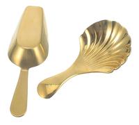 VALICLUD 2pcs Mini Brass Tea Scoops Set Handmade Japanese Shell-Shaped Loose Leaf Tea Spoons Small Kitchen Coffee Bean Scoop