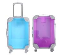 VALICLUD 2pcs Mini Lash Travel Case with Retractable Handle Shockproof Luggage Design Eyelash Storage Box for False Lashes and Makeup Portable Small Suitcase for Travel and Bachelorette