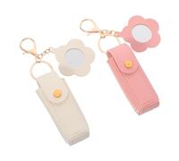 VALICLUD 2pcs Mini Lipstick Storage Box Portable Travel Makeup Organizer Case Lipstick Holder Mirror for Cosmetics Keychain