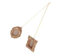 VALICLUD 2pcs Mini Picture Frame Ornament Set in Golden Resin with Vintage Oval and Rectangular Shapes, Space-saving and Flexible Display for Home Decor and Gallery Decoration