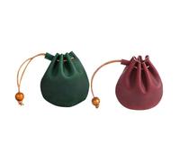 VALICLUD 2pcs Mini Pu Drawstring Purse Vintage Organizer Bag for Men Women Cute Storage Pouch for Items Efficient Stylish Change Holder