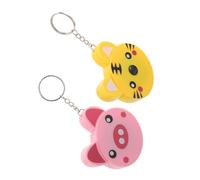 VALICLUD 2pcs Mini Retractable Tape Measure Pendant with Animal Keyring Cartoon Tiger Pig Design Abs Material Easy Auto-retract Compact Measuring Tape Accessory for Home Office Go Use