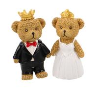 VALICLUD 2pcs Miniature Couple Figurine Wedding Cake Toppers Bears Bride Groom Sculpture for Bridal Shower Anniversary Valentine S Day Floral Decoration