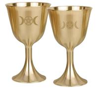 VALICLUD 2pcs Multi Function Copper Holy Cups Offering Goblets with Polished Surface Stable Antique Style Ritual Vessels for Buddhism Ceremony and Home Use