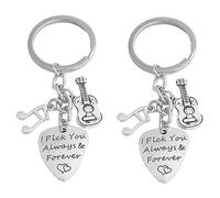 VALICLUD 2pcs Music-Themed Keychain Accessories Charming Guitar Pick Keyrings for Music for Friends and Teachers and Elaborately Crafted Pendants