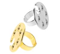 VALICLUD 2Pcs Nail Art Palette Ring Set Silver Gold Mini Manicure Mixing Tray DIY Nail Holder Beauty Tools