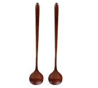 VALICLUD 2pcs Natural Nanmu Wood Stirring Spoons Long Handles 28cm x 5cm Multi-Purpose Wooden Soup and Dessert Serving Ladles for Kitchen and Hot Pot