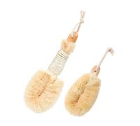 VALICLUD 2pcs Natural Sisal Bath Brush Set Body Brush for Dry Skin Exfoliating Large Small Wood Handle Bathroom Shower Scrubber