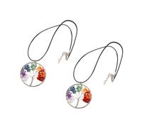 VALICLUD 2PCS Natural Stone Gravel Tree of Life Pendant Necklace for Women Colorful Chakra Healing Jewelry Unique Symbol of Life and Wisdom