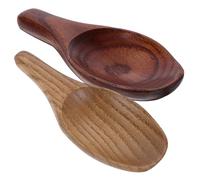 VALICLUD 2pcs Natural Wooden Tea Scoops Short Handle Wide Mouth Ergonomic Design Kitchen Spoons for Tea Sugar Spices Baking and Home Use