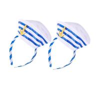VALICLUD 2Pcs Nautical Captain Hat Headbands Hair Hoops Navy Blue Sailor Headbands for Party Cosplay Costume Accessories