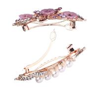 VALICLUD 2Pcs Pearl Flower Barrette Hair Clips Alloy Hair Accessories for Weddings Birthdays and Celebrations Elegant Design with Rhinestones and Floral Detail