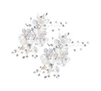 VALICLUD 2pcs Pearl Flower Hair Comb Wedding Hair Accessories Crystal Rhinestone Barrettes for Bride Bridesmaid Party