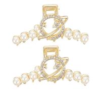 VALICLUD 2pcs Pearl Hair Clips Rhinestone Styling Hair Clamps Jaw Clips Elegant Vintage Barrettes for Women and Special Occasions
