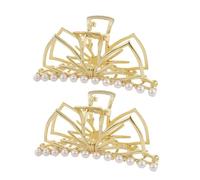 VALICLUD 2Pcs Pearl Metal Hair Claw Clips for Women Elegant Jaw Clamps Strong Hold for Long Thick and Thin Hair for Weddings Parties and Daily Styling