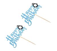 VALICLUD 2pcs Penguin Cake Toppers Beautiful Timber and Paper Insert Cards for Decorating Cakes, Easy to Carry Dessert Adornments for Indoor Birthday Party Decorations