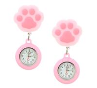 VALICLUD 2pcs Pink Silicone Hanging Fob Watch with Cat Paw-Shaped Design, Easy to Use and View Nurse Pocket Watch, for Doctors and Nursing Students During Graduation Week