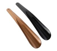 VALICLUD 2pcs Plastic Shoe Horns Rational Handle Brown and Black Easy Storage Ergonomic Design for Elderly Travel and Home Use Sturdy Shoe Lifting Tools