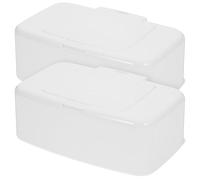 VALICLUD 2Pcs Plastic Wet Wipes Dispenser Box with Lid, Small Refillable Tissue Holder for Bathroom and Home Storage, Modern Style Wipe Case for Desktop and ’ Use