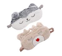 VALICLUD 2Pcs Plush Animal Eyeshade Sleeping Mask for Soft Elastic Eye Mask with Tight Light Blocking for Restful Sleep and Eye Fatigue Relief Cute Puppy Deer Design