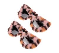 VALICLUD 2pcs Plush Leopard Print Cat Eye Eyewear for Parties Soft Accessories for Women and Retro Style Sun Protection