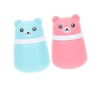 VALICLUD 2pcs Portable Baby Body Powder Puff Container with Cartoon Bear Shape, Made of Sturdy Pp and Soft Sponge, Easy to Use and Not Deformed, for Travel Packing and Hot Summer Days