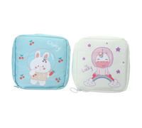 VALICLUD 2Pcs Portable Menstrual Pad Bags Large Capacity Oxford Cloth Sanitary Napkin Storage Pouch with Zipper for Period Essentials Organizer and Makeup Bag Gift for Women Random Color