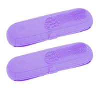 VALICLUD 2pcs Portable Silicone Makeup Brushes Organizer with Cleaning Comb, Multifunctional Travel Brush Holder for Easy Maintenance and Carrying in Your Purse