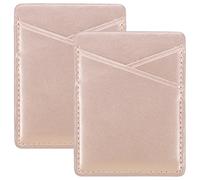VALICLUD 2pcs PU Leather Phone Back Card Holder Stick-On Small Credit Card Wallet for Cellphones 2 Slots Rose Gold for Mobile Phone