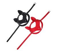 VALICLUD 2pcs Punk Style PU Leather Cat Ear Masks Black Red Lightweight Dress Up Mask for Halloween Party Cosplay Night Club Edgy Punkinspired Face Covering