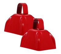 VALICLUD 2pcs Red Square Cowbells with Handle Metal Noise Makers for Sporting Events Celebration Decoration Rust-resistant Cattle Ornaments