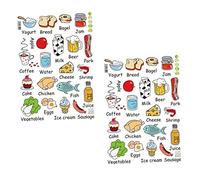 VALICLUD 2pcs Refrigerator Food Stickers Kitchen Decorative Art Decals for Meat and Vegetables Removable Wall Labels for Fridge Tile Smooth Surfaces Easy to Apply and Remove