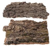 VALICLUD 2PCS Reptile Climb Platform and Bark Hut Set, Natural Terrarium Landscape Ornament for Lizards, Bearded Dragons, and Spiders, Suitable for Pet Habitat and Hiding Spaces (Approx