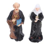 VALICLUD 2pcs Resin Figurines Nun and Priest Miniature Catholic Sculptures for Sand Tray and Home Decoration Religious Collectibles for Table Desk and Car Dashboard Display