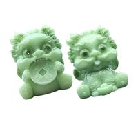 VALICLUD 2pcs Resin Mythical Creature Figurines Simulation Jade Animal Decoration Ingot and Ruyi, Small Size Feng Shui Home and Office Desk Ornaments for Wealth and Blessing