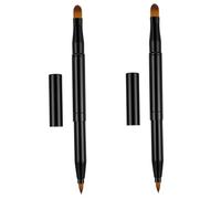 VALICLUD 2PCS Retractable Double Headed Makeup Brush Dual Purpose Cosmetics Brush for Lips Eyebrows Eyeliner and Concealer Portable Black Professional Tools for Daily Makeup