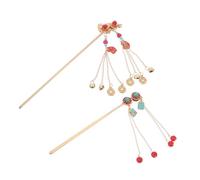 VALICLUD 2pcs Retro Vintage Asian Japanese Chinese Hanfu Metal Flower Hair Sticks With Coins Long Hair Pins Forks Chopsticks Bun Updo Holders for Women Girls
