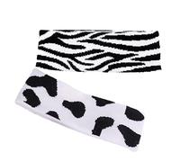 VALICLUD 2pcs Retro Zebra-stripe and Cow-print Headband Set, Elastic Hair Wrap Accessories for Women, Vintage Color Blocking Hairband for Face Washing and Daily Wear