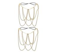 VALICLUD 2pcs Rhinestone Body Chain Leg Jewelry for Women Bohemian Elastic Thigh Chain with Sparkling Crystals Durable Design for Beach Party Wear Golden Elegance
