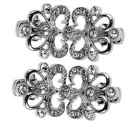 VALICLUD 2pcs Rhinestone Sweater Clips Zinc Alloy Vintage Shawl Collar Brooches for Women Durable Cape Cloak Pins Cardigan Clasp Dress Gathering Clips Silver
