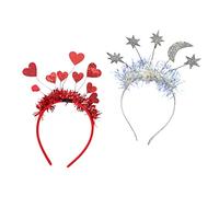 VALICLUD 2Pcs Romantic Heart Modeling Hair Hoops Chic Headdresses with Red and Silver Sequins for Valentine's Day Parties Comfortable Hair Decor Accessory for Women