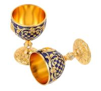 VALICLUD 2pcs Royal Goblet Embossed Decorative Chalice with Gold and Translucent Blue Finish Elegant Medieval Style Wine Cup for Ceremonial and Halloween Use