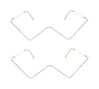 VALICLUD 2pcs Shape No Lens Glasses Frame with Plastic Rhinestones Metal Eyewear for Halloween and Year Parties Unique Fashion Accessory for Social Events and Photo Props