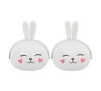 VALICLUD 2pcs Silicone Small Wallet Small Key Bag Purse White Bunny Pattern Buckle Closure Portable Stylish Minimalist Coin Pouches for Business Daily Use
