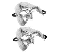 VALICLUD 2pcs Silver Glitter Masquerade Half Face Masks Lightweight Reflective Mirror Design for Women Carnival Ball Halloween Party Disco Dance Events