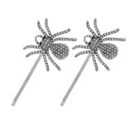 VALICLUD 2pcs Silver Rhinestone Spider Hair Clip for Women, Metal Material with Long Serving Life, Stunning Costume Accessory for Cosplay and Halloween