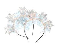 VALICLUD 2Pcs Snowflake Headband Christmas Hairbands with Tinsel Sparkle Xmas Party Headdresses Festival Hair Decor Accessories for Holiday Celebration