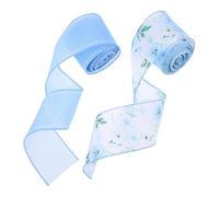 VALICLUD 2pcs Spring Floral Grosgrain Ribbon for Crafts and Wreath Making Decorative Ribbon with Wired Edge for Present Wrapping and Seasonal Decorations