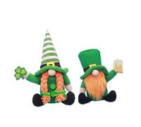 VALICLUD 2pcs St Patrick Day Festival Gnome Decoration Plush Irish Faceless Dwarf Dolls with Hat and Clover for Desktop Party Display