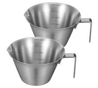 VALICLUD 2PCS Stainless Steel Espresso Measuring Cups with Shaped Spouts and Dual Scales Shot Glasses with Handle for Precise Coffee Extraction and Smooth Pouring